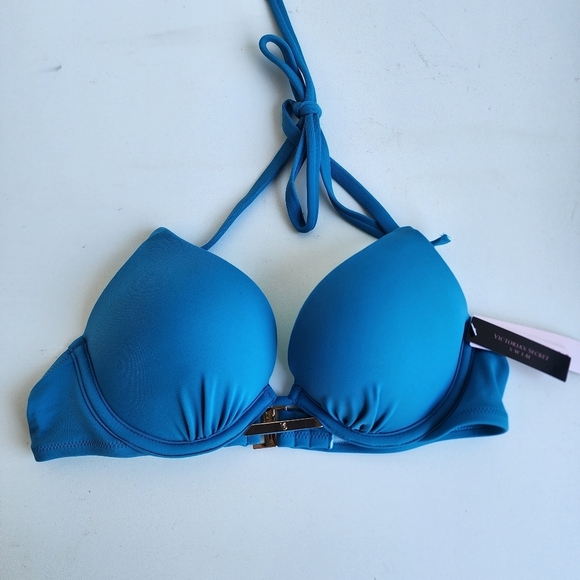 NWT Victoria’s Secret Bombshell Add 2 Cups Push up Swim Set Turquoise 32AA / XS - Picture 3 of 9